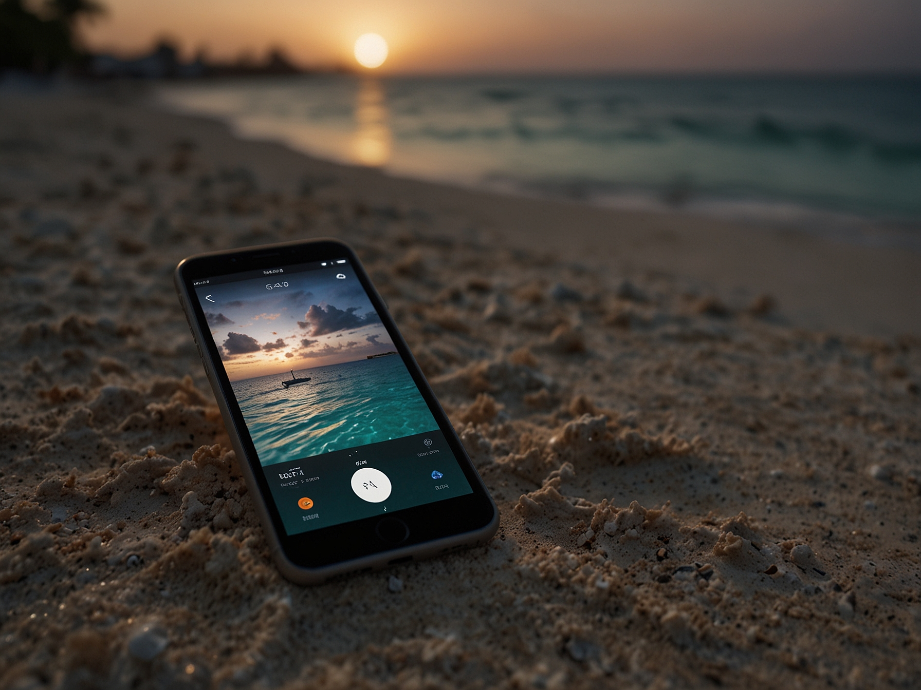 Maldives coastal view with discreet interface mockup